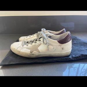 Golden Goose white & Burgundy Superstar Sneakers 37